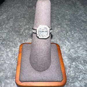 hexagon cz bridal ring silver sz 6